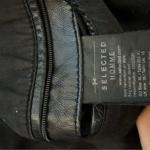 Vintage Selected Homme 100% leather biker jacket - Picture 2 of 3
